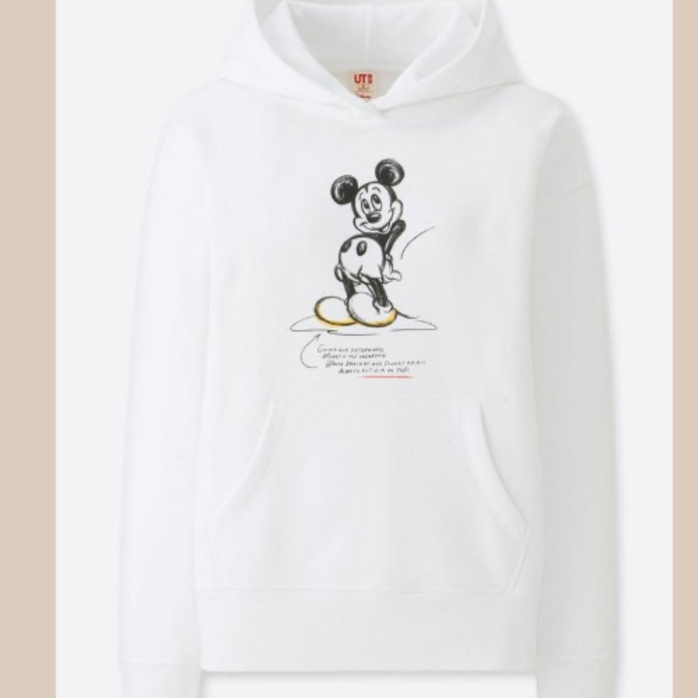 Uniqlo White Mickey Mouse Hoodie